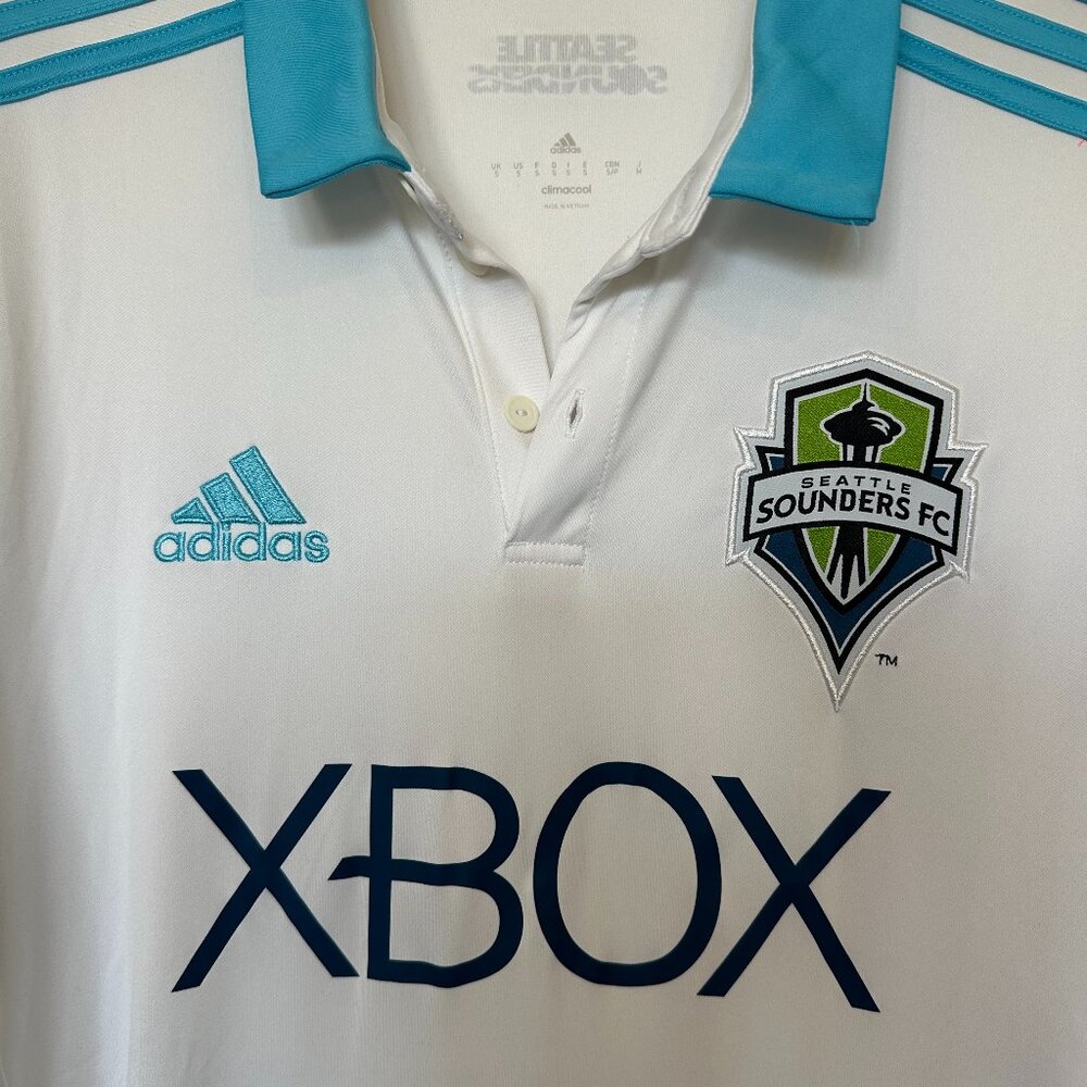 Seattle Sounders Xbox 2017/18 Adidas Soccer Away Jersey MLS Polo White Men's S